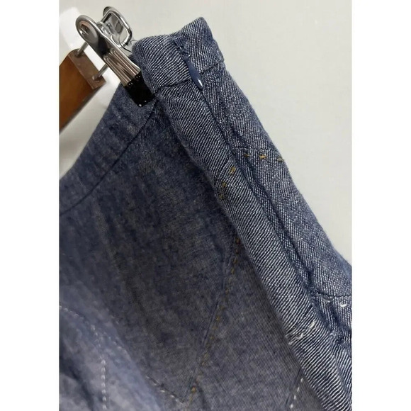 CAbi Style #930 Blue Linen Skirt Flared Topstitch Patchwork A-Line Size 8 Womens - Picture 3 of 6